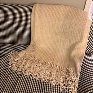 Restoration Hardware Natural Cream Fringe Throw
